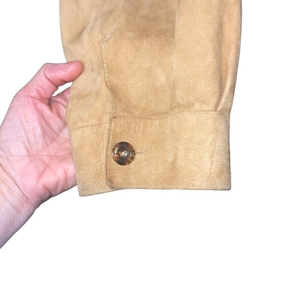 Jose Luis Mens Jacket Size 42 Tan Soft Suede Shacket Luxurious Side Slits - Picture 5 of 9